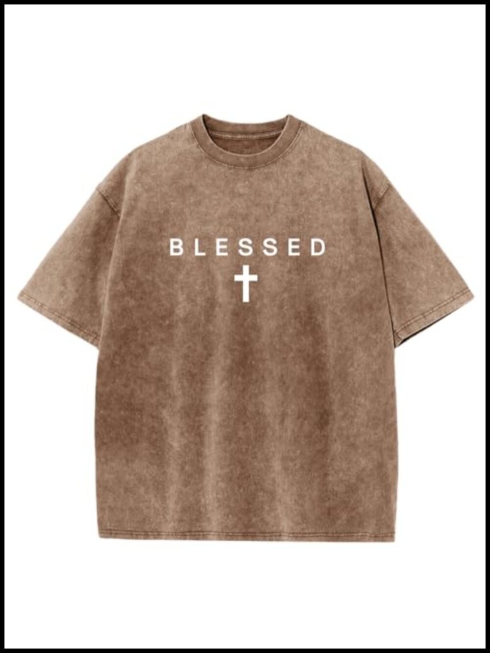 Men's Christian Cross Graphic T-Shirt Cotton Crew Neck Washed Vintage Tee